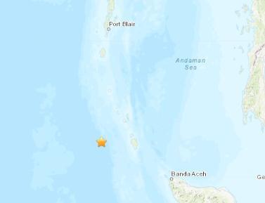 印度洋尼科巴群岛附近发生5.1级地震 震源深度10千米